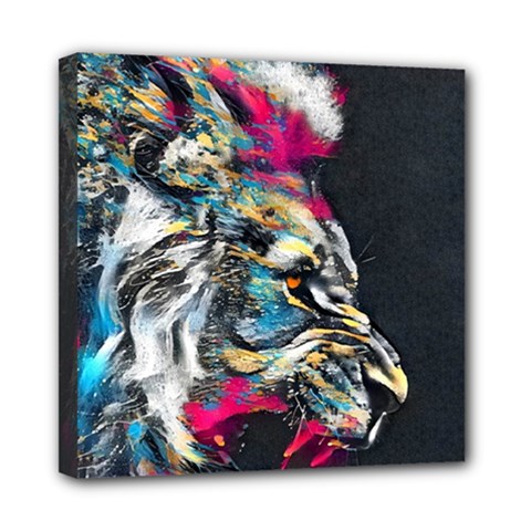 Angry Male Lion Roar Mini Canvas 8  X 8  (stretched)