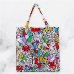 Graffit Characters Seamless Pattern Art Grocery Tote Bag