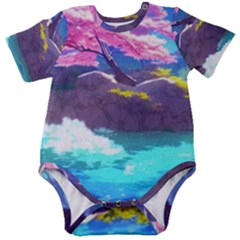 Fantasy Japan Mountains Cherry Blossoms Nature Baby Short Sleeve Onesie Bodysuit