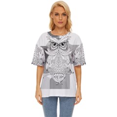 Owl Illustration T- Shirtowl T- Shirt (1) Oversized Basic Tee