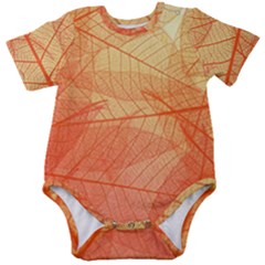 Orange Leaves Colorful Transparent Texture Of Natural Background Baby Short Sleeve Bodysuit