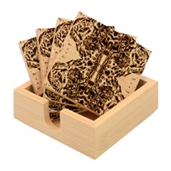 Cobalt Arabesque Bamboo Coaster Set