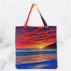 Sunset Over The Ocean Grocery Tote Bag