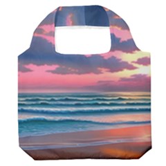 Sunset Over The Beach Premium Foldable Grocery Recycle Bag