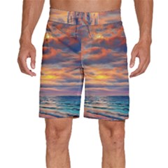 Serene Sunset Over Beach Men s Beach Shorts