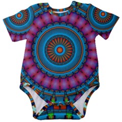 Mandela Kaleidoscope Squares Geometric Shapes Baby Short Sleeve Bodysuit