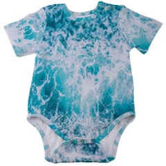 Tropical Blue Ocean Wave Baby Short Sleeve Bodysuit