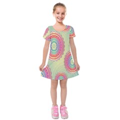 Background-02 Kids  Short Sleeve Velvet Dress