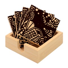 Multicolored Doodle Art Street Art Bamboo Coaster Set
