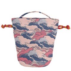 Waves Ocean Sea Water Pattern Rough Seas Drawstring Bucket Bag