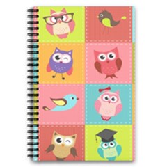 Owls Pattern Abstract Art Vector Cartoon 5 5  X 8 5  Notebook