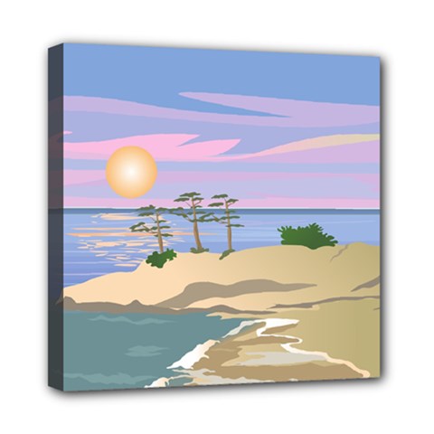 Vacation Island Sunset Sunrise Mini Canvas 8  X 8  (stretched)