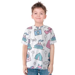 Transportation Seamless Pattern Kids  Cotton Tee