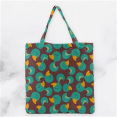 Vector Illustration Seamless Pattern With Cartoon Duck Grocery Tote Bag