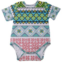 Ukraine Ornament Pattern Symbolism Geometric Baby Short Sleeve Bodysuit