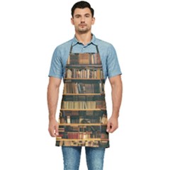 Books On Bookshelf Assorted Color Book Lot In Bookcase Library Kitchen Apron
