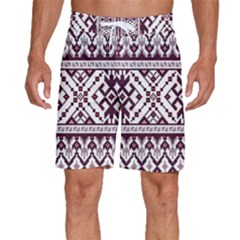 Illustration Ukrainian Folk Seamless Pattern Ornament Men s Beach Shorts