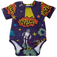 Vector Flat Space Design Background With Text Baby Short Sleeve Bodysuit
