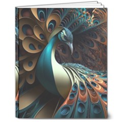 Colorful Peacock Bird Feathers 8  X 10  Hardcover Notebook