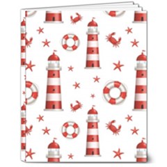 Nautical-seamless-pattern 8  X 10  Hardcover Notebook