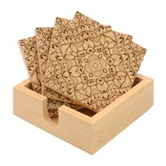 Flower Art Decorative Mandala Pattern Ornamental Bamboo Coaster Set