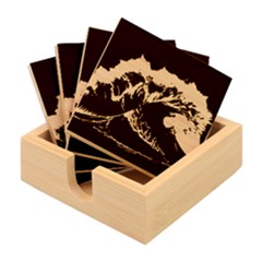 Tsunami Waves Ocean Sea Water Rough Seas Bamboo Coaster Set
