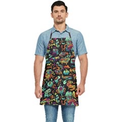 Cartoon Monster Pattern Abstract Background Kitchen Apron