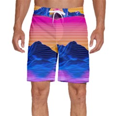 Sun Ultra Artistic 3d Illustration Sunset Men s Beach Shorts