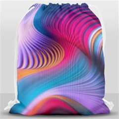 Colorful 3d Waves Creative Wave Waves Wavy Background Texture Drawstring Bag (large)