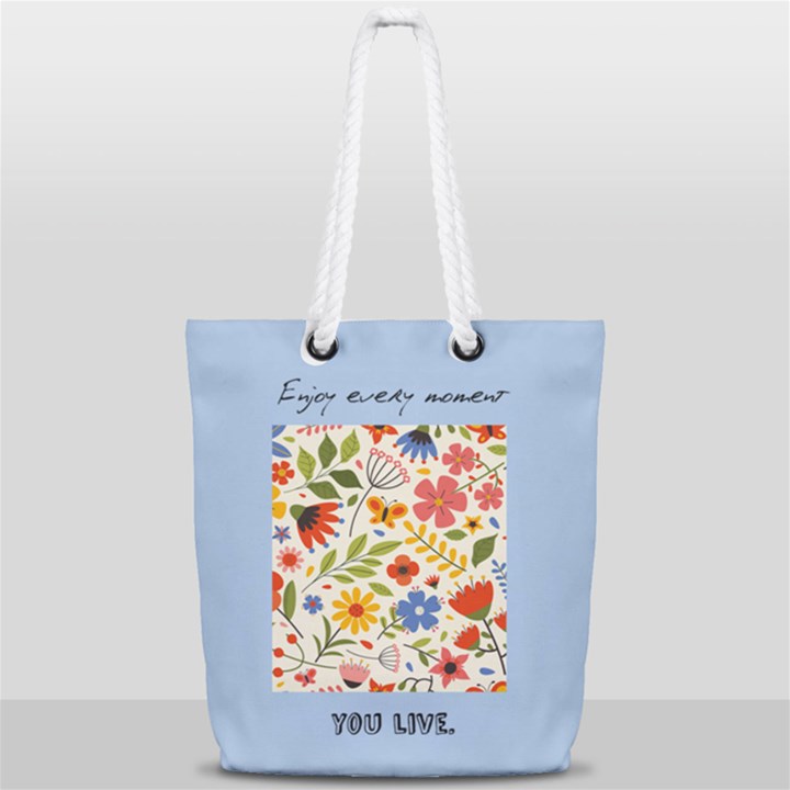 Flower Pattern Full Print Rope Handle Tote (Small)