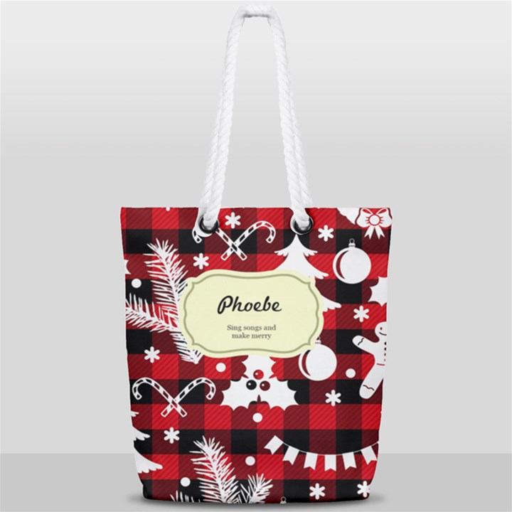 Christmas Pattern Full Print Rope Handle Tote (Small)