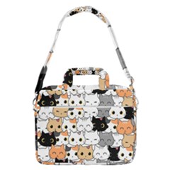 Cute Cat Kitten Cartoon Doodle Seamless Pattern Macbook Pro 16  Shoulder Laptop Bag