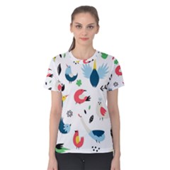 Vector Set Isolates With Cute Bird Scandinavian Style Women s Cotton Tee