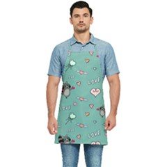Raccoon Texture Seamless Scrapbooking Hearts Kitchen Apron