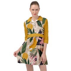 Floral Plants Jungle Polka 1 Mini Skater Shirt Dress