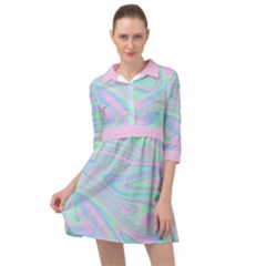 Holographic Abstract In Pastel Mini Skater Shirt Dress