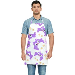 Purple-owl-pattern-background Kitchen Apron
