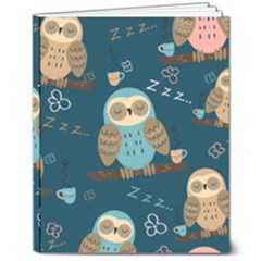 Seamless-pattern-owls-dreaming 8  X 10  Hardcover Notebook