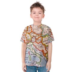 Vintage World Map Europe Globe Country State Kids  Cotton T-shirt