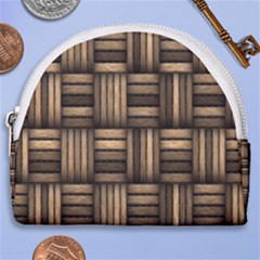 Brown Weaving Texture, Macro, Brown Wickerwork Horseshoe Style Canvas Pouch