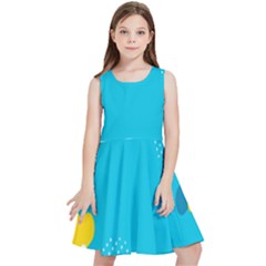 Blue Yellow Abstraction, Creative Backgroun Kids  Skater Dress