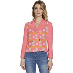 Flowers Women s Long Sleeve Revers Collar Cropped Jacket