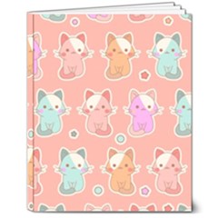 Cute Kawaii Kittens Seamless Pattern 8  X 10  Hardcover Notebook