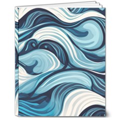 Pattern Ocean Waves Arctic Ocean Blue Nature Sea 8  X 10  Hardcover Notebook
