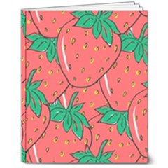 Texture Sweet Strawberry Dessert Food Summer Pattern 8  X 10  Hardcover Notebook
