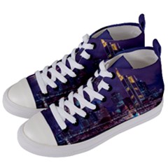Frankfurt City Skyline Skyscraper Women s Mid-top Canvas Sneakers