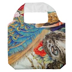 Birds Peacock Artistic Colorful Flower Painting Premium Foldable Grocery Recycle Bag