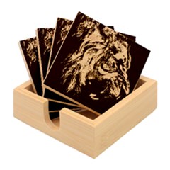 Angry Male Lion Predator Carnivore Bamboo Coaster Set
