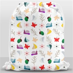 Snail Butterfly Pattern Seamless Drawstring Bag (large)