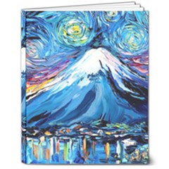 Mount Fuji Art Starry Night Van Gogh 8  X 10  Hardcover Notebook